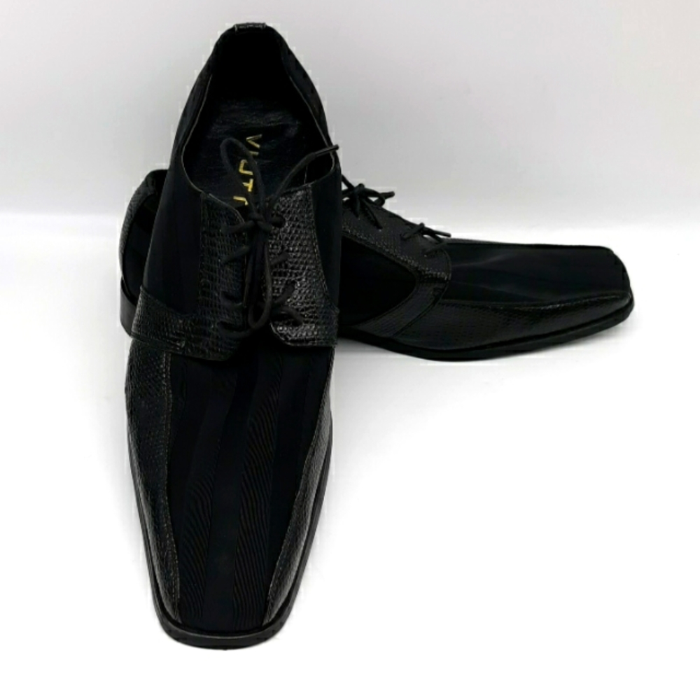 VIOTTI Men's Dress Oxfords striped Satin, Snakeskin look. Size 15